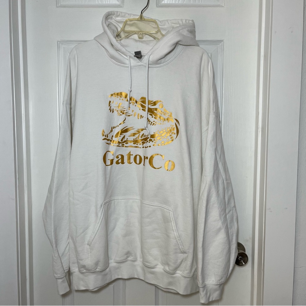 Gildan Florida Gator Big & Tall White Hoodie with Gold GatorCo Logo